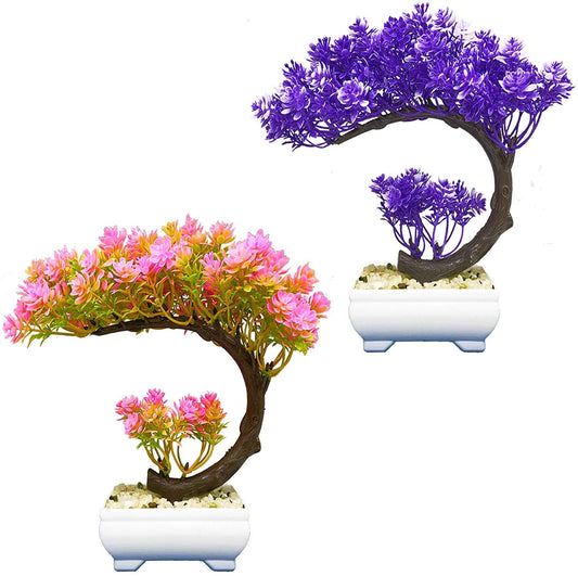 Dekorly Small Artificial Bonsai Tree Fake Plant Potted House Plants