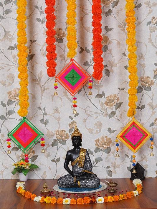 Dekorly Artificial Marigold Flowers Garland with Kites for Home Decoration