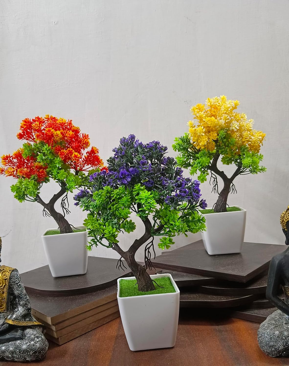 Dekorly Set of 3 Beautiful Artificial Plants Mini Faux Plants for Desk, Office, Living Room