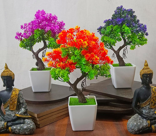 Dekorly Set of 3 Beautiful Artificial Plants Mini Faux Plants for Desk, Office, Living Room